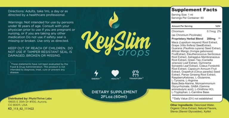 KeySlim Drops Ingredients