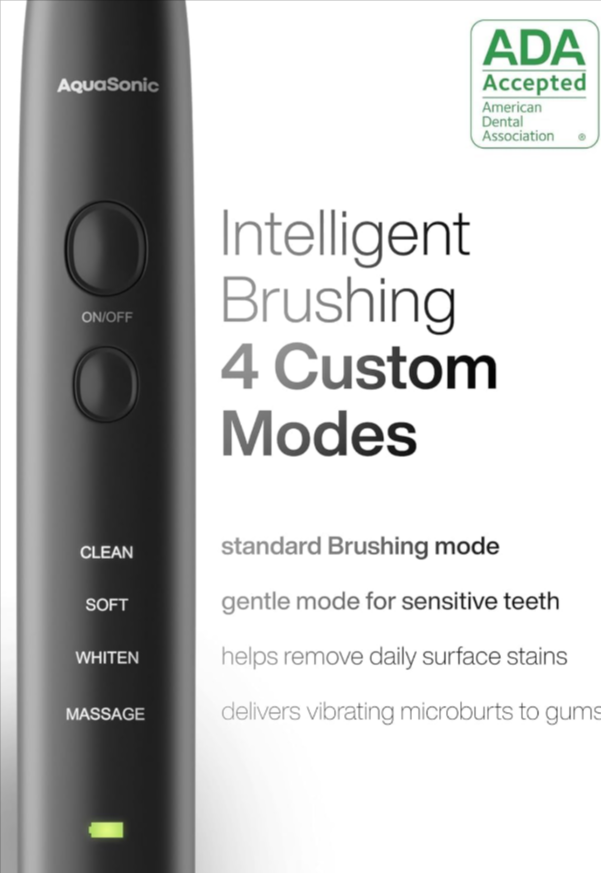 AquaSonic Black Series Ultra Whitening Toothbrush features