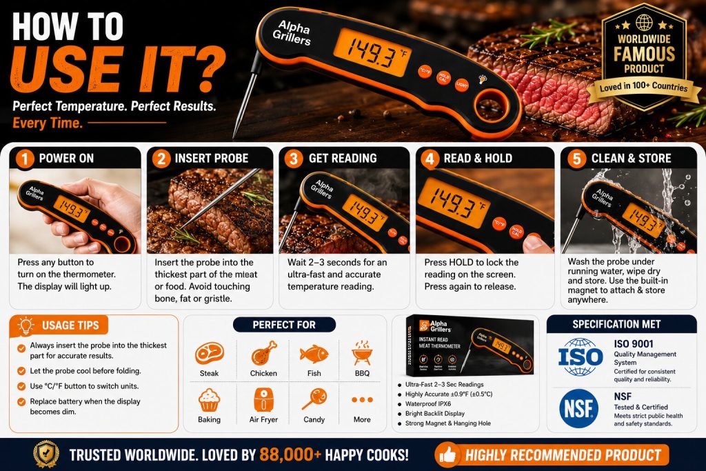 How to use the Alpha Grillers thermometer