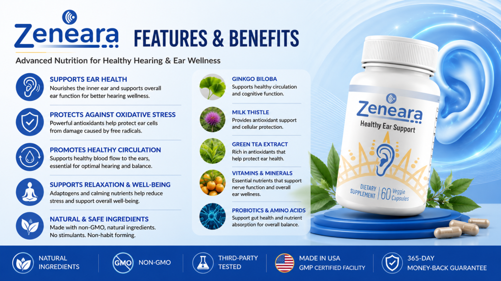 Zeneara ear health supplement features